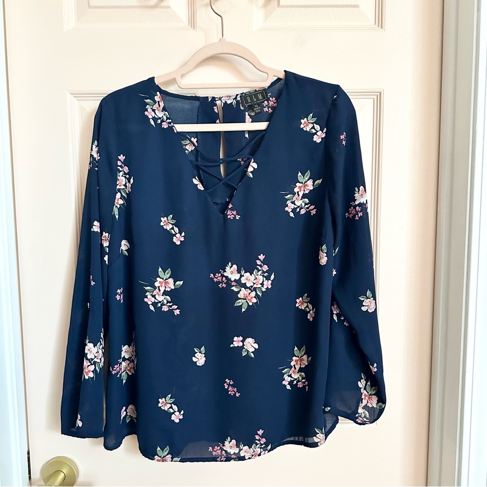Blue floral OLM top